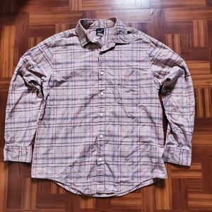 Levi's Beige and Blue Plaid Button Down Shirt